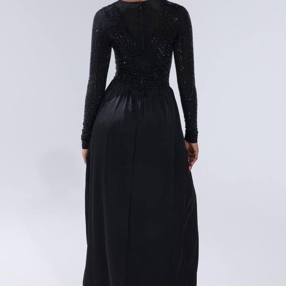 AKIRA MONACO SATIN MESH JUMPSUIT WITH RHINESTONES Size XL - Picture 4 of 6